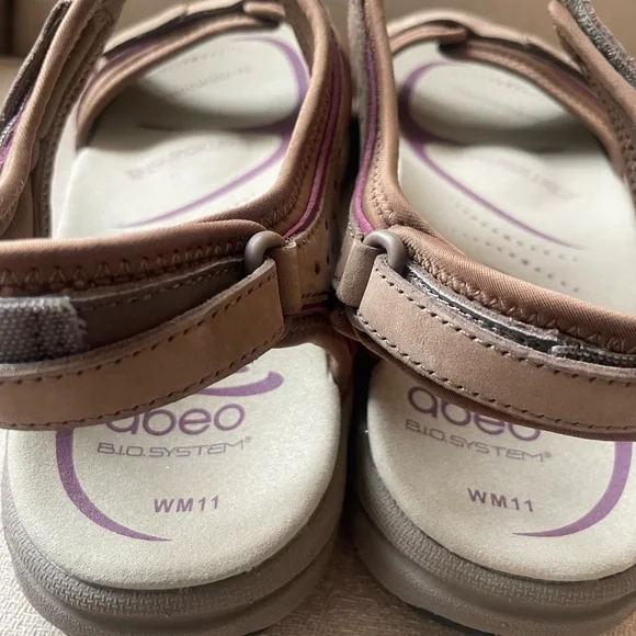 Abeo Goleta BIOSystem Sandals Brown Tan Leather Arch Support Shoes sz 11 M NWOT - Picture 3 of 5